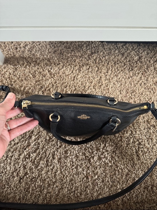 Coach Mini Kelsey Satchel 57563 in Black Pebbled Leather with Gold Hardware - Picture 8 of 13